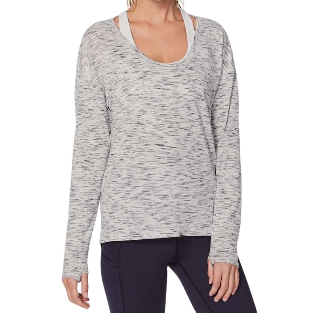 Lululemon Meant To Move Long Sleeve Top Tiger Space Dye Black White Gray Size 8